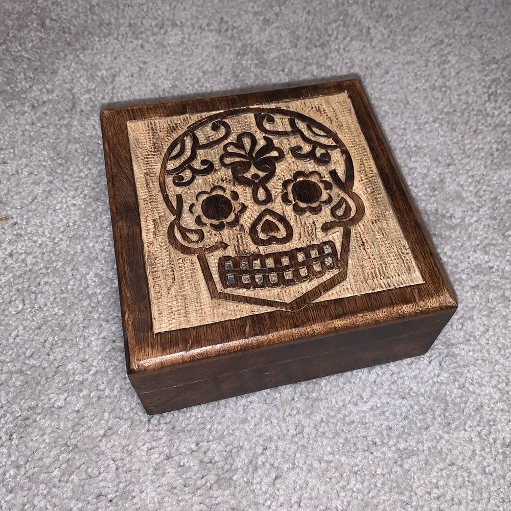Carved Skill Wooden Jewelry or Storage box